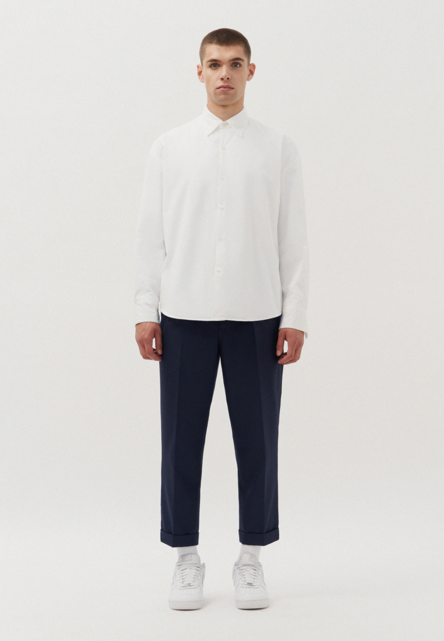 Oversized Wattiertes Hemd Uni Weiß
