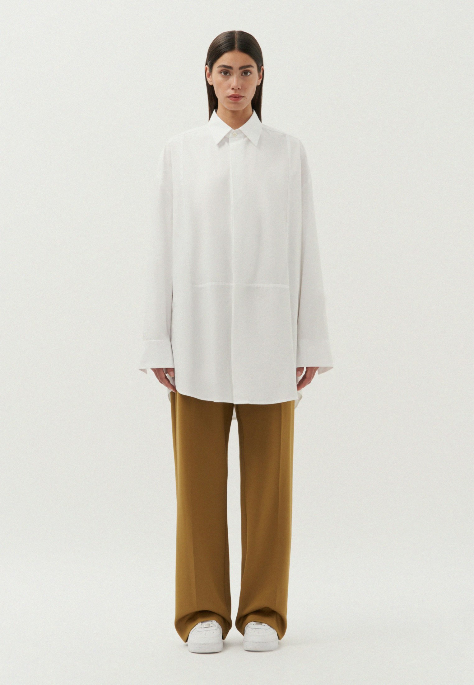 ★MUSINSA STANDARD★ Cool Standard Relaxed Nylon Shirt White Regular Shirt in Cotton Muslin WHITE Woman