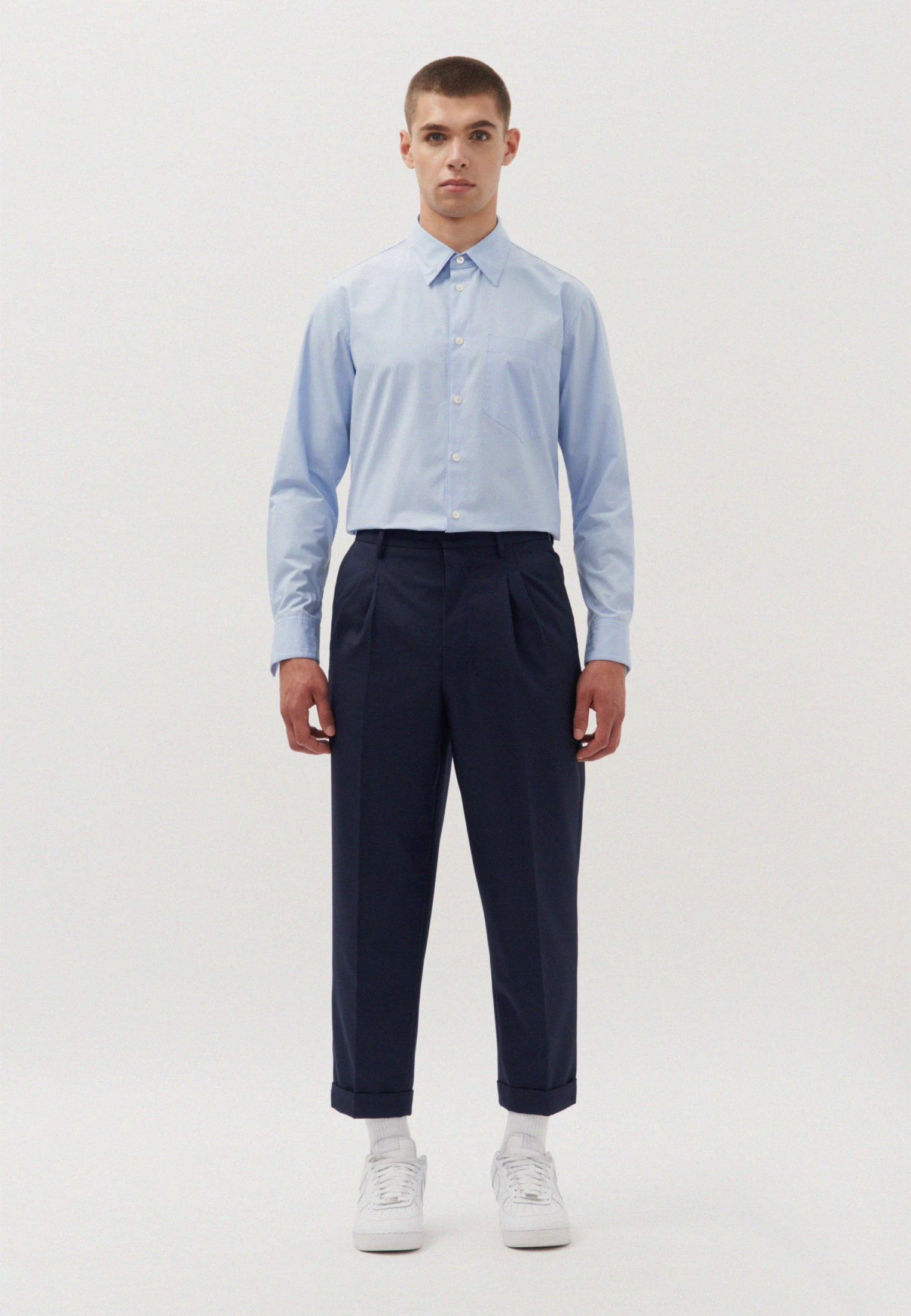 Regular Relaxed Chino Hose Uni Blau