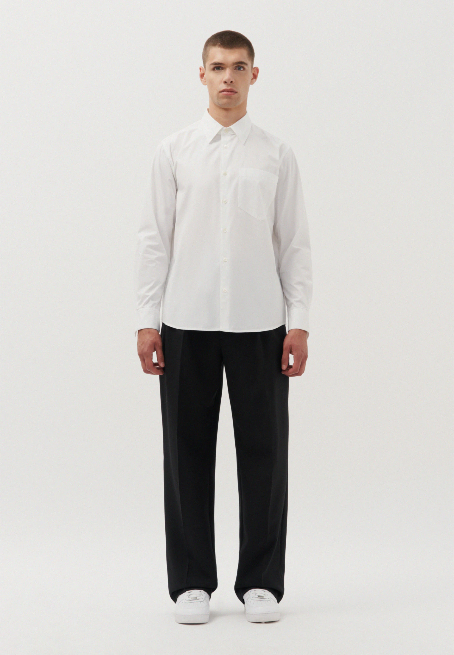 Regular Hemd Uni Weiß