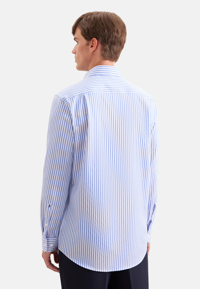 Comfort Business Hemd Gestreift in Mittelblau |  Seidensticker Onlineshop