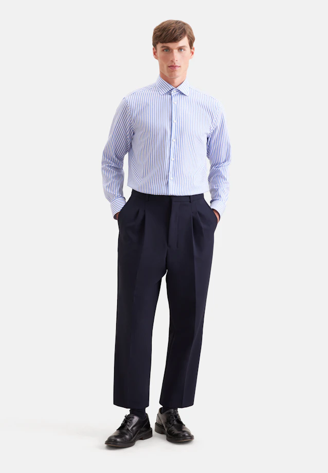 Comfort Business Hemd Gestreift in Mittelblau |  Seidensticker Onlineshop