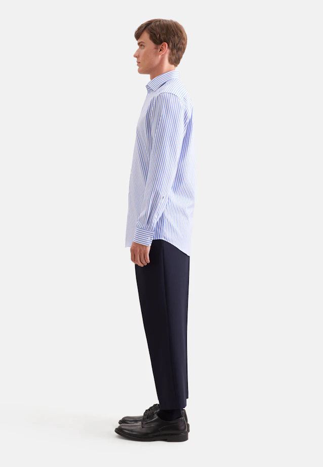 Comfort Business Hemd Gestreift in Mittelblau |  Seidensticker Onlineshop