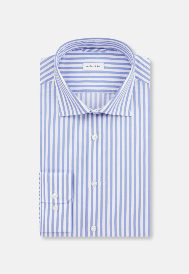 Comfort Business Hemd Gestreift in Mittelblau |  Seidensticker Onlineshop