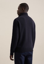 Stand-Up Collar Knitted jacket in Dark Blue |  Seidensticker Onlineshop