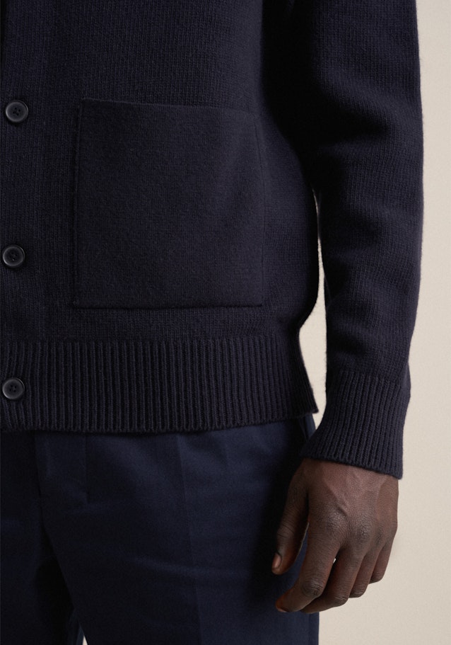 Regular Strick-Jacke Uni in Dunkelblau | Seidensticker Onlineshop