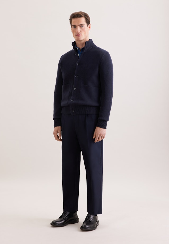 Regular Strick-Jacke Uni in Dunkelblau |  Seidensticker Onlineshop