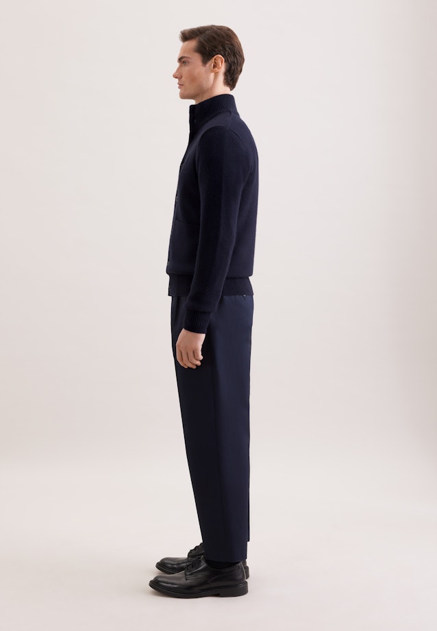 Regular Strick-Jacke Uni in Dunkelblau |  Seidensticker Onlineshop