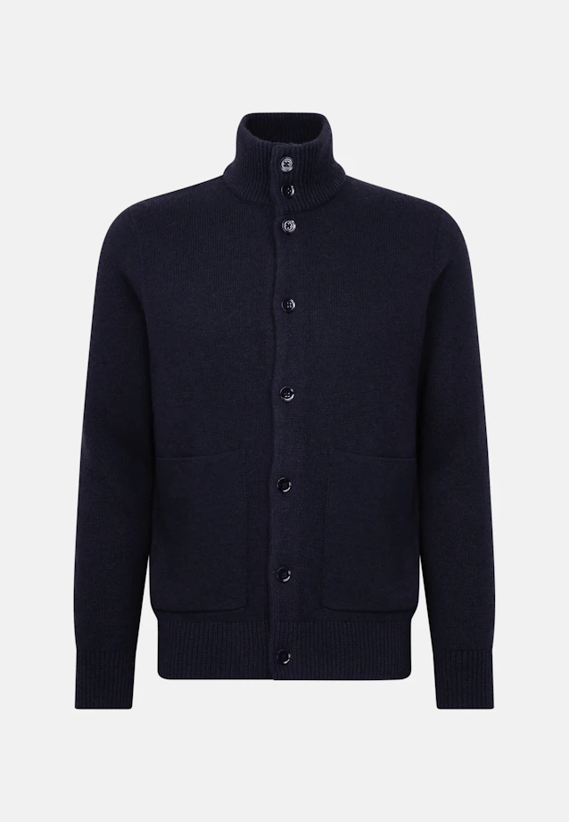 Kragen Strick-Jacke  , Uni in Dunkelblau |  Seidensticker Onlineshop