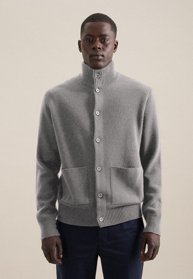 Regular Veste en maille Uni dans Gris | Boutique en ligne Seidensticker