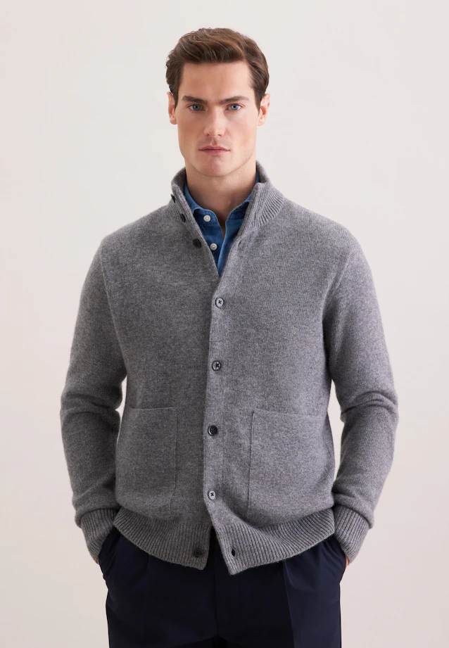 Regular Veste en maille Uni in Gris |  Seidensticker Onlineshop