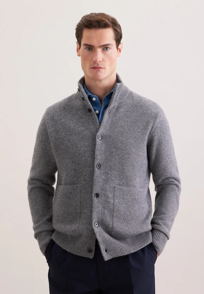 Regular Veste en maille Uni dans Gris | Boutique en ligne Seidensticker