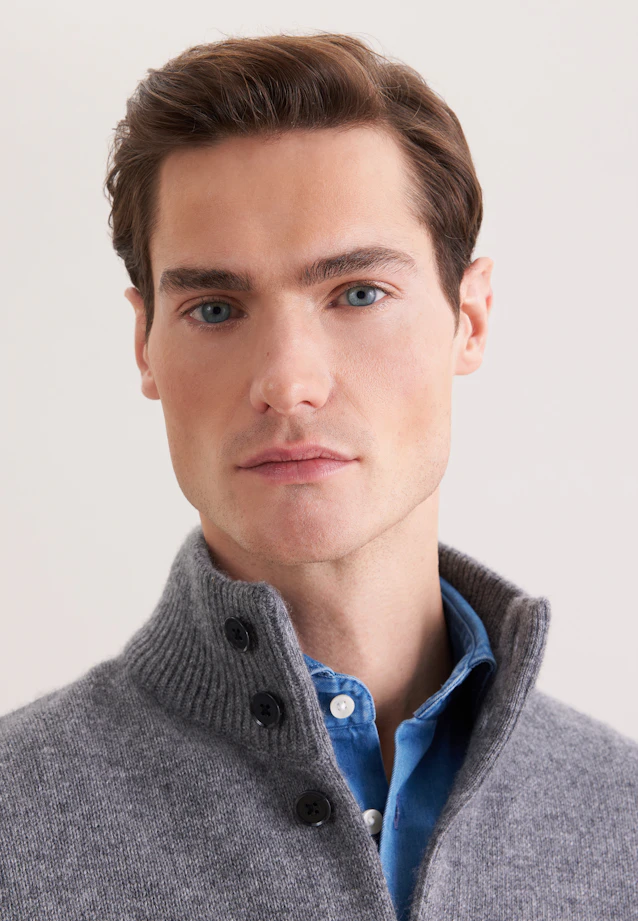 Regular Veste en maille Uni in Gris |  Seidensticker Onlineshop