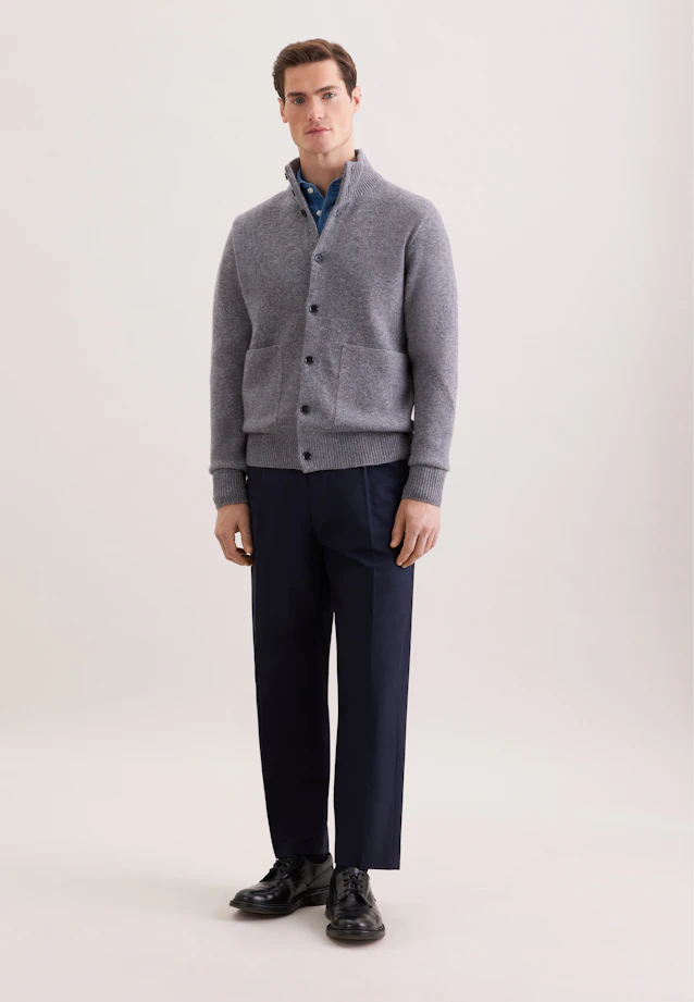 Regular Veste en maille Uni in Gris |  Seidensticker Onlineshop