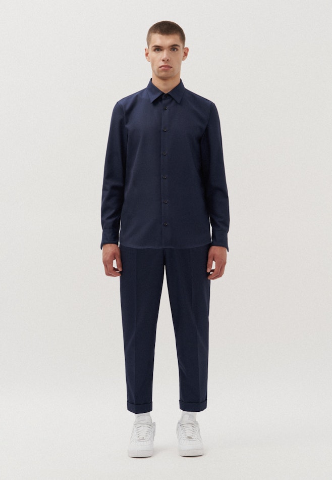 Regular Chemise Uni dans Bleu Foncé | Boutique en ligne Seidensticker