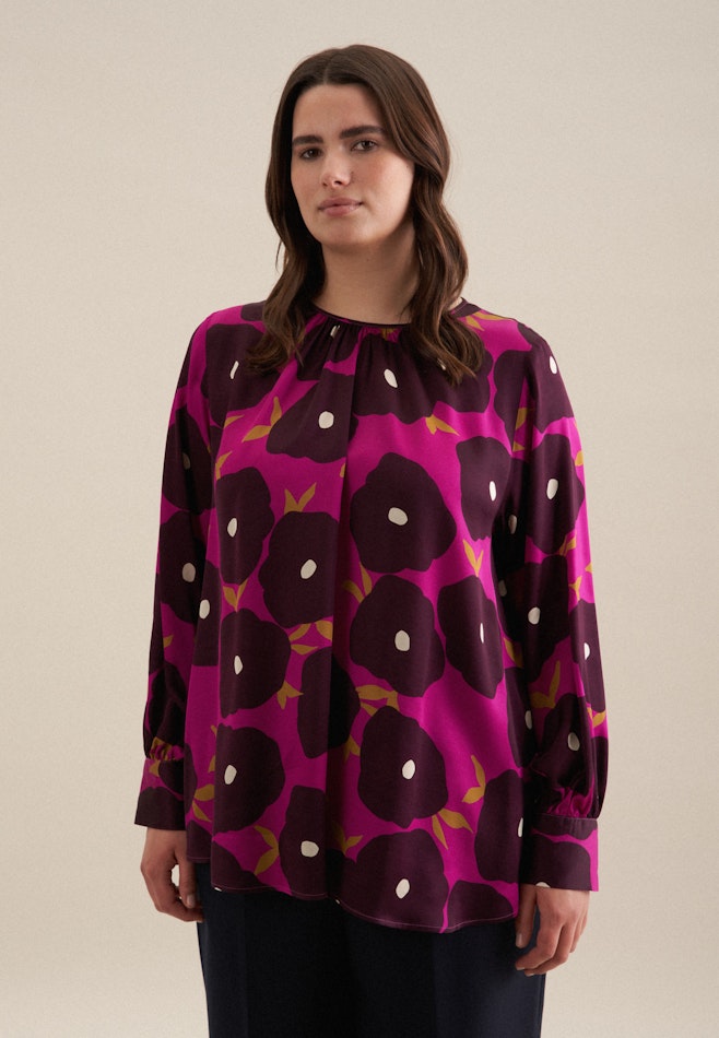 Grande taille Crew Neck Shirt Blouse in Purple | Seidensticker online shop