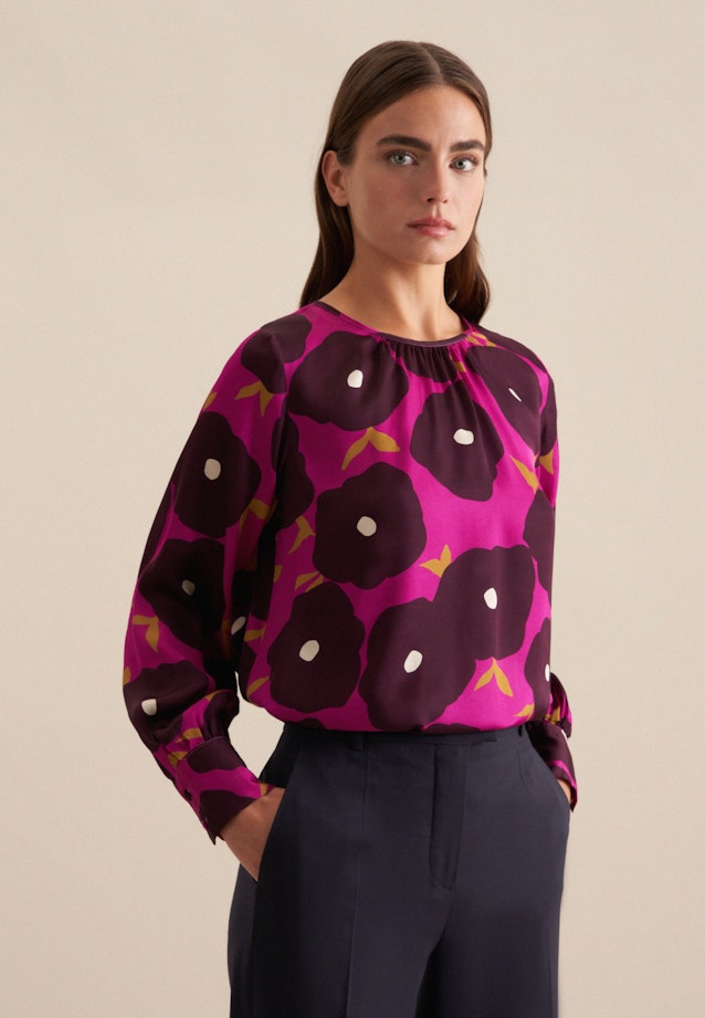 lange Arm Satin Shirtblouse in Paars |  Seidensticker Onlineshop