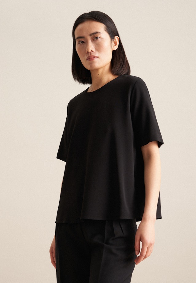 Short sleeve Crepe Shirt in Black |  Seidensticker Onlineshop