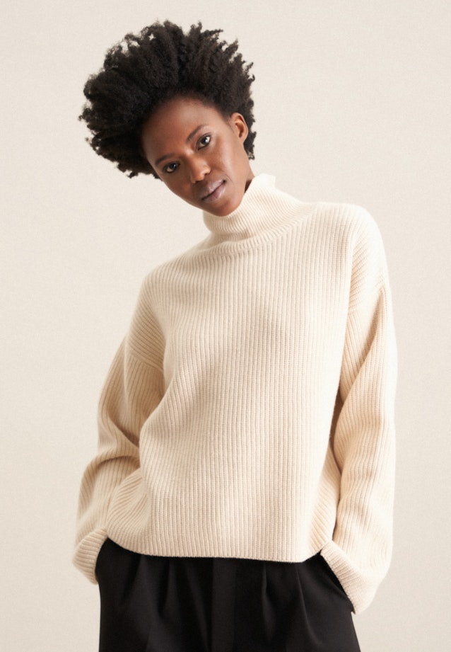 Polo neck Pullover in Ecru |  Seidensticker Onlineshop