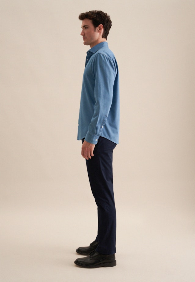 Casual Shirt in Regular with Kent-Collar in Medium Blue |  Seidensticker Onlineshop