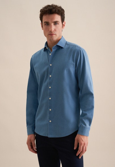 Regular Denim shirt Denim in Medium Blue |  Seidensticker Onlineshop
