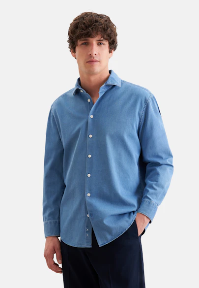 Regular Chemise en jean Denim in Bleu Moyen |  Seidensticker Onlineshop