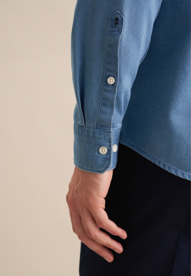 Kragen Denimhemd Regular in Denim Blue |  Seidensticker Onlineshop