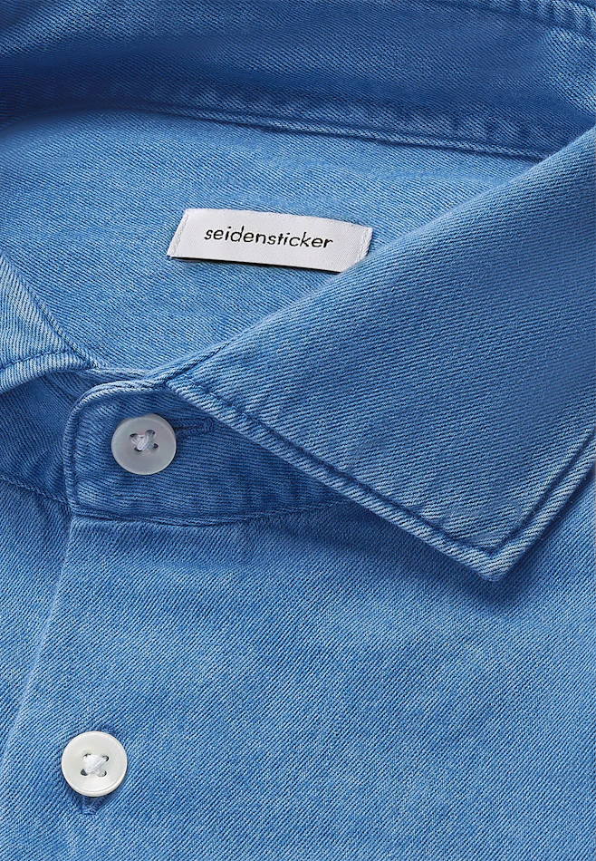 Regular Denim shirt Denim in Medium Blue | Seidensticker online shop