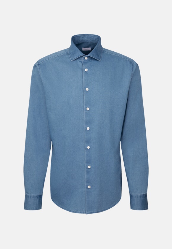 Collar Denim shirt in Medium Blue |  Seidensticker Onlineshop