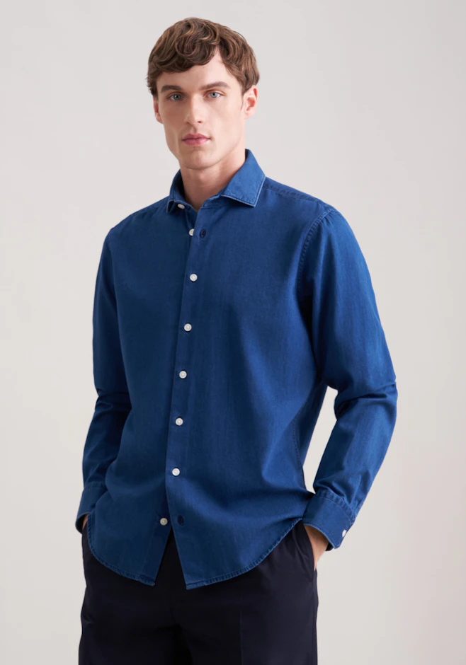 Regular Denimhemd Denim in Denim Dark Blue | Seidensticker Onlineshop