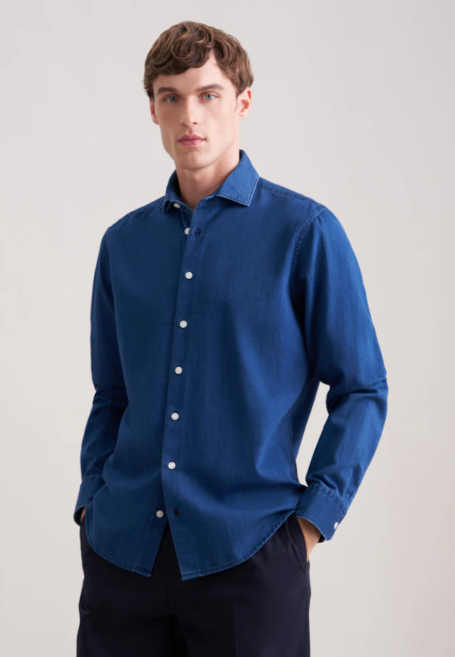 Regular Chemise en jean Denim in Bleu Foncé |  Seidensticker Onlineshop