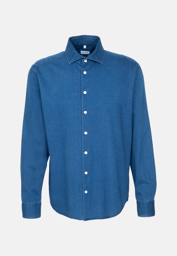 Chemise En Jean Regular Manche Longue Sémi-Classique in Bleu Foncé |  Seidensticker Onlineshop