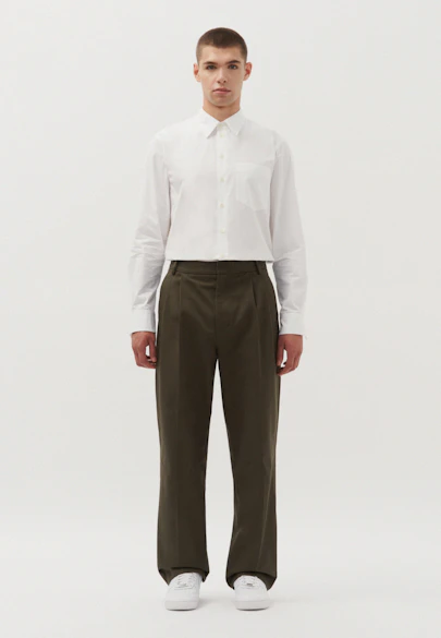 Oversized Pantalon à plis Uni in Vert |  Seidensticker Onlineshop