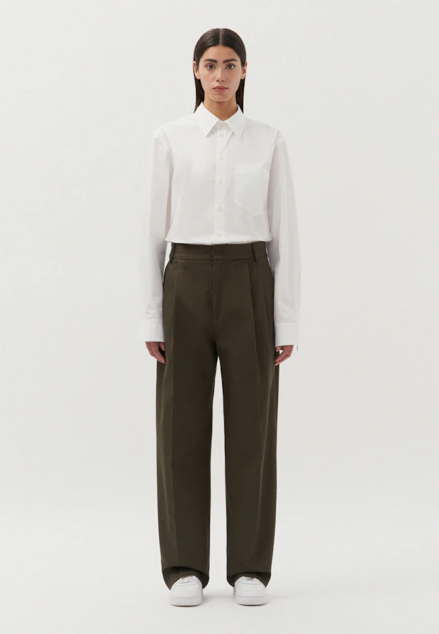 Oversized Pantalon à plis Uni in Vert |  Seidensticker Onlineshop