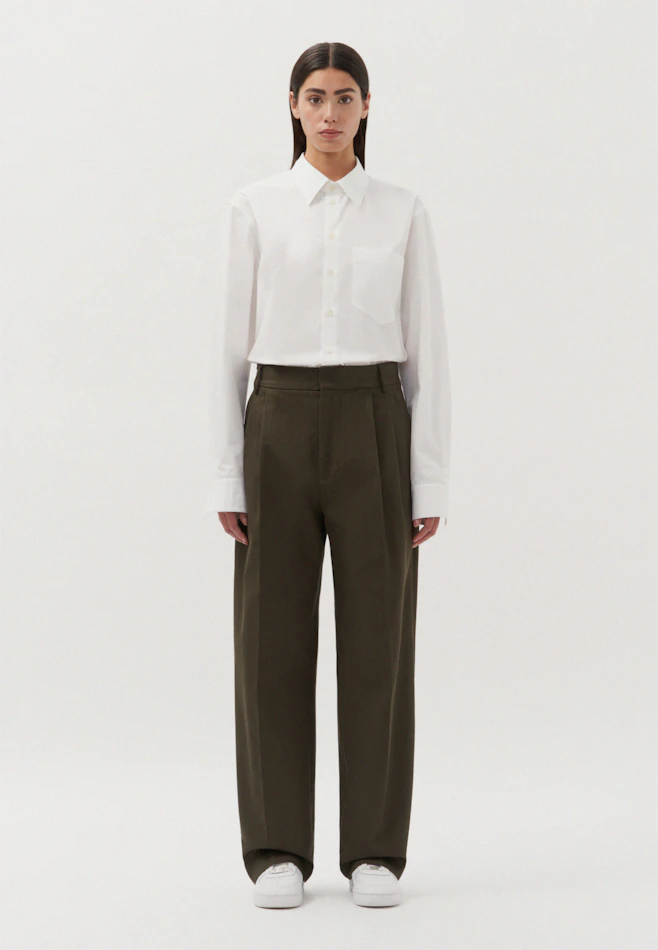 Oversized Bundfaltenhose Uni in Grün | Seidensticker Onlineshop