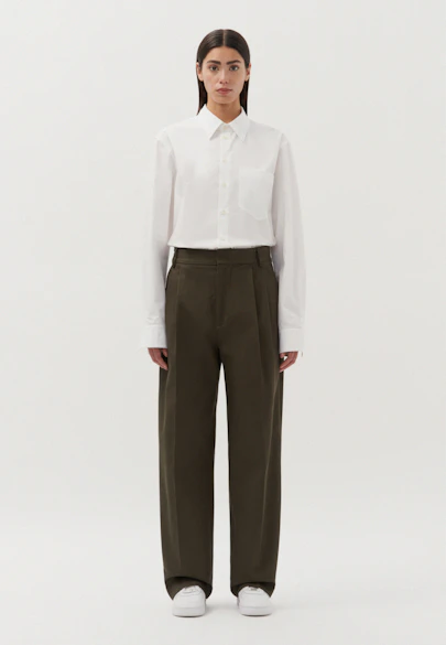 Oversized Bundfaltenhose Uni in Grün |  Seidensticker Onlineshop