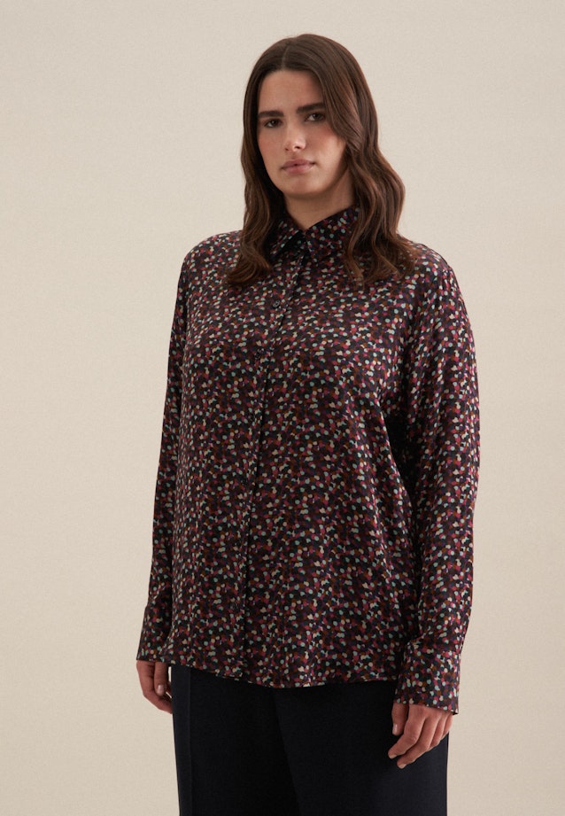 Grande taille Kraag Shirtblouse in Zwart |  Seidensticker Onlineshop