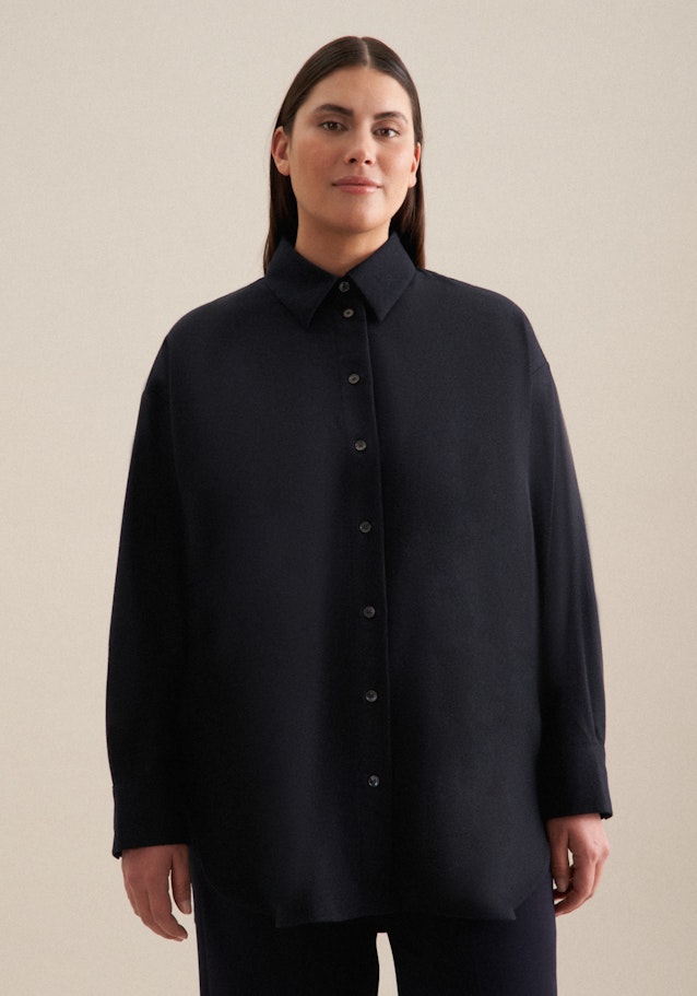 Longbluse uni Melange in Dunkelblau | Seidensticker Onlineshop