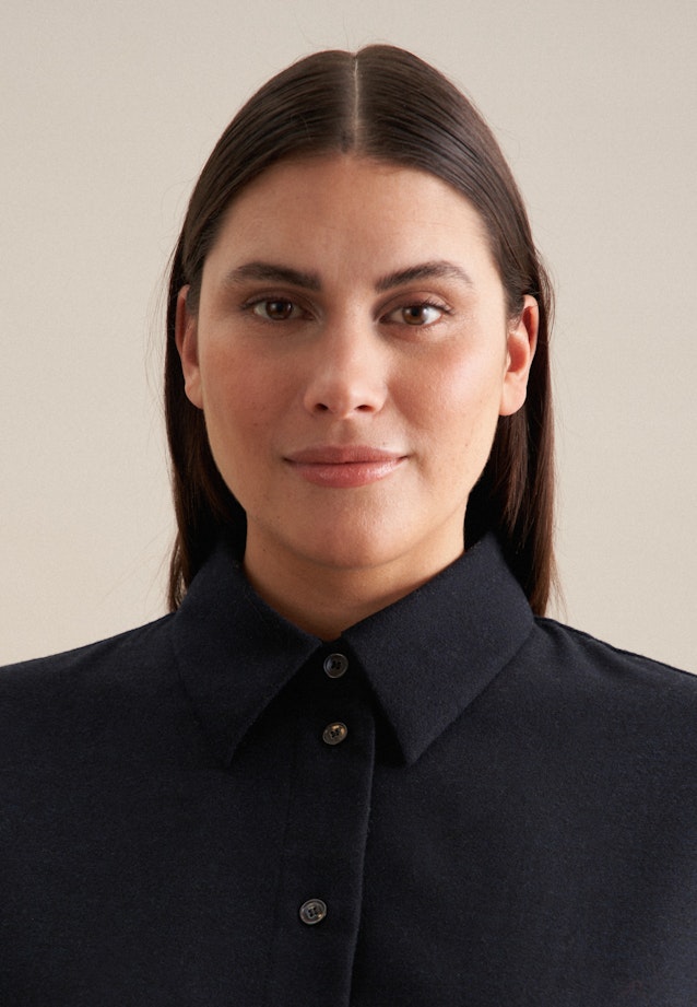 Grande taille Collar Long Blouse in Dark Blue |  Seidensticker Onlineshop