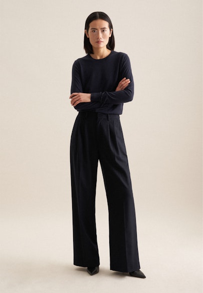 Regular Trousers uni Melange in Dark Blue |  Seidensticker Onlineshop