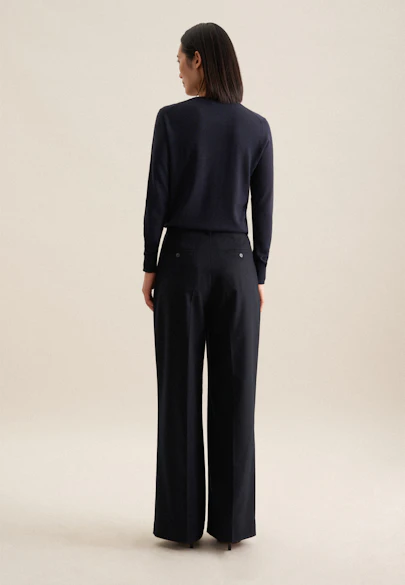 Regular Trousers uni Melange in Dark Blue |  Seidensticker Onlineshop