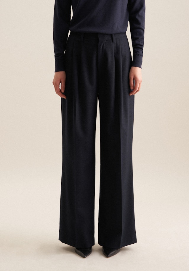 Regular Pantalons uni Melange in Bleu Foncé | Seidensticker Onlineshop