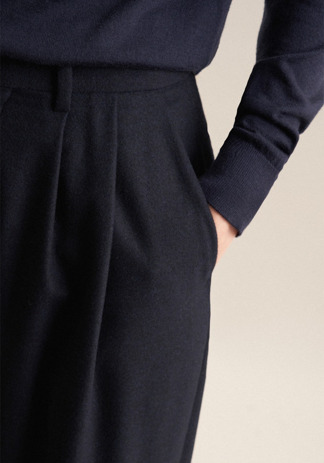 Regular Pantalons uni Melange in Bleu Foncé | Seidensticker Onlineshop