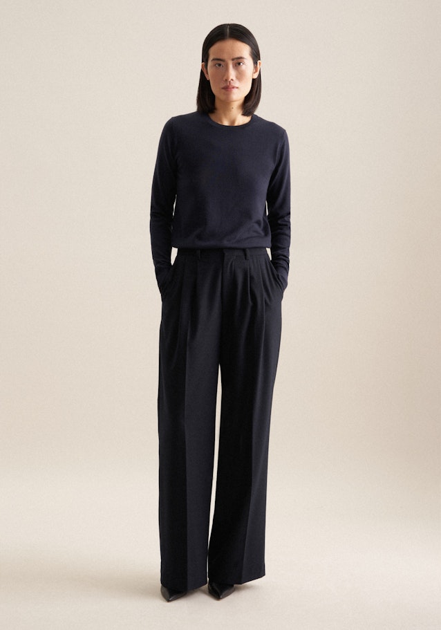 Regular Pantalons uni Melange in Bleu Foncé | Seidensticker Onlineshop