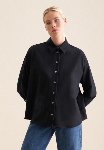 Chemisier chemise Uni Melange in Bleu Foncé |  Seidensticker Onlineshop