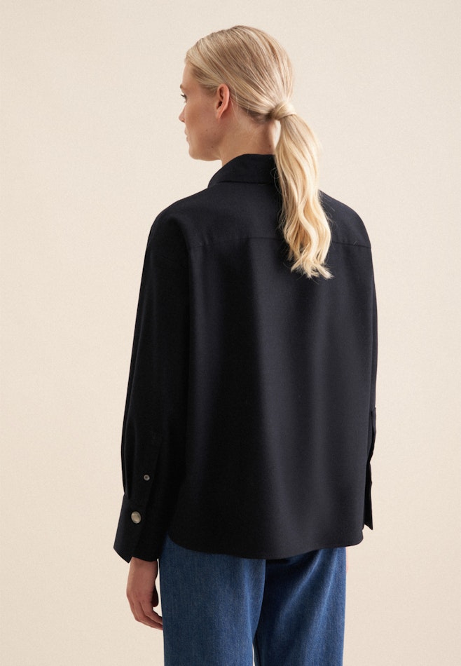 Hemdbluse uni Melange in Dunkelblau | Seidensticker Onlineshop