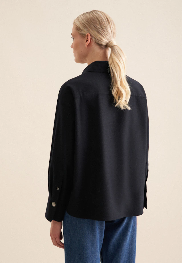 Hemdbluse Uni Melange in Dunkelblau |  Seidensticker Onlineshop