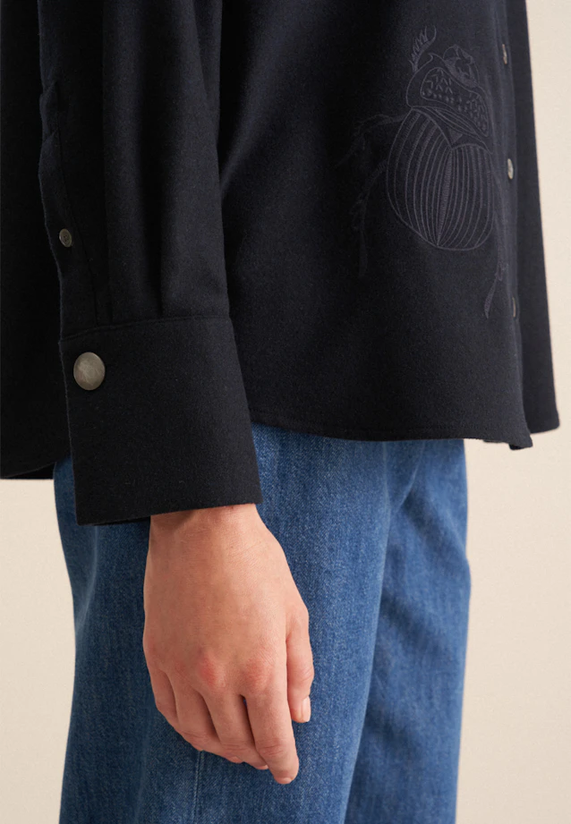 Hemdbluse Uni Melange in Dunkelblau |  Seidensticker Onlineshop