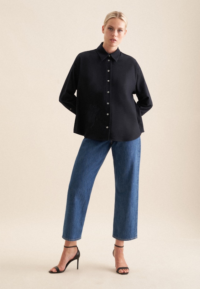 Flanell Shirtblouse in Donkerblauw |  Seidensticker Onlineshop