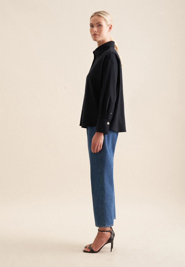 Hemdbluse Uni Melange in Dunkelblau |  Seidensticker Onlineshop
